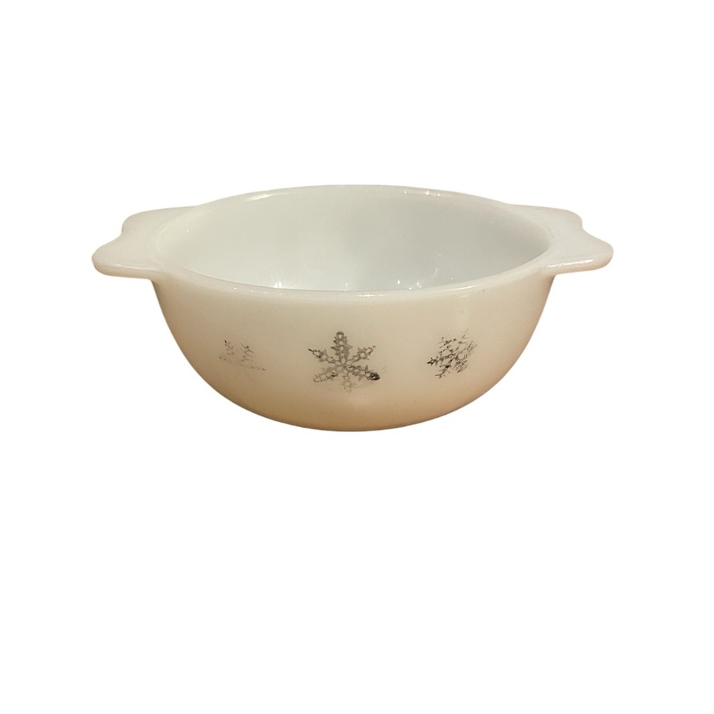 Vintage JAJ Pyrex Bowl with Black Snowflakes
